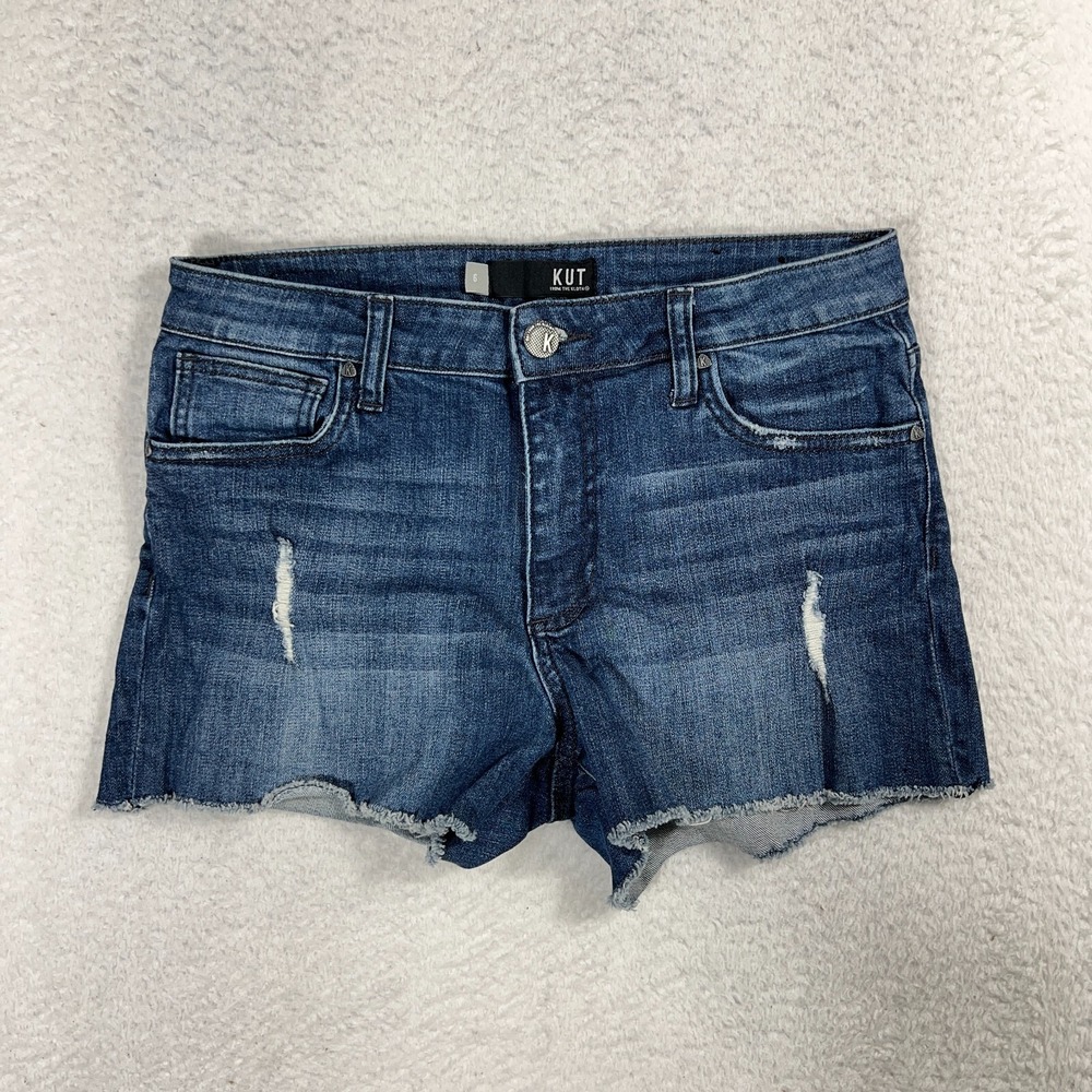 Kut From The Kloth GIGI High Rise Blue Denim Cut Off Shorts Womens 6 W30